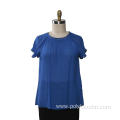 Ladies Blouse Ruffles Short Sleeves Woven